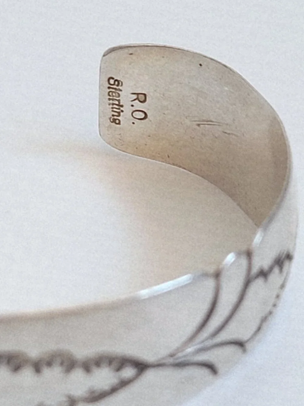 Vintage Raymond Ortiz Twinhorse Sterling Silver Hand Stamped Cuff Bracelet 26g